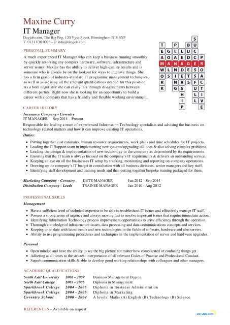 it-manager-cv