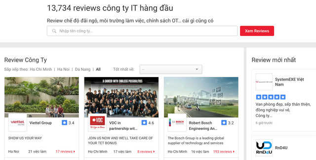 Chức năng Review trên ITviec