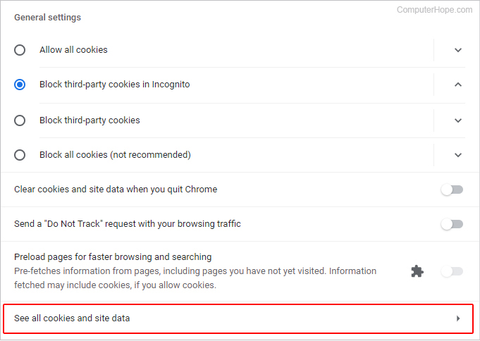 tắt cookies trên chrome