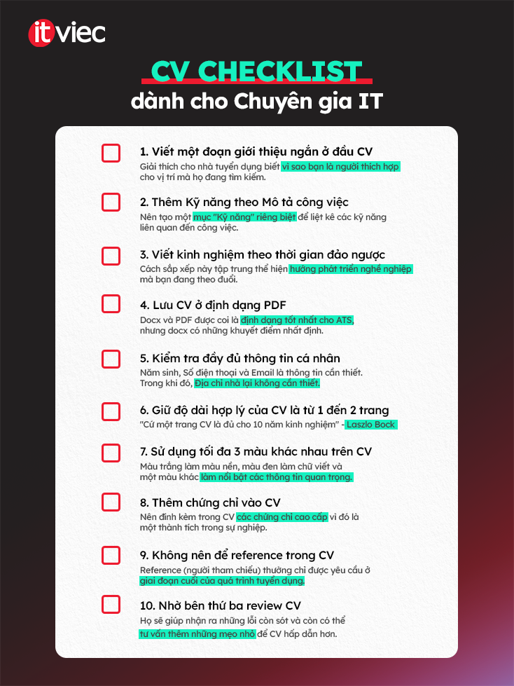 mẫu cv chuyên nghiệp checklist